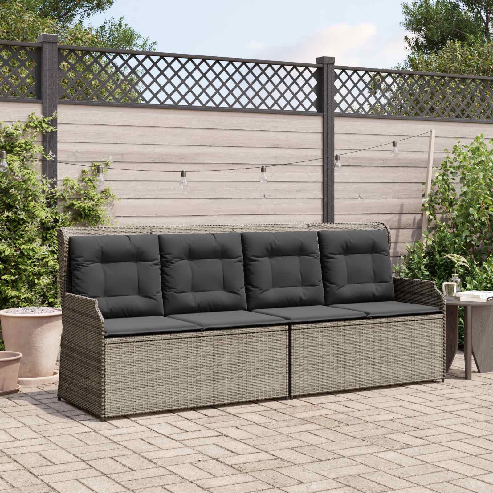 Gartenbank Grau Poly-Rattan
