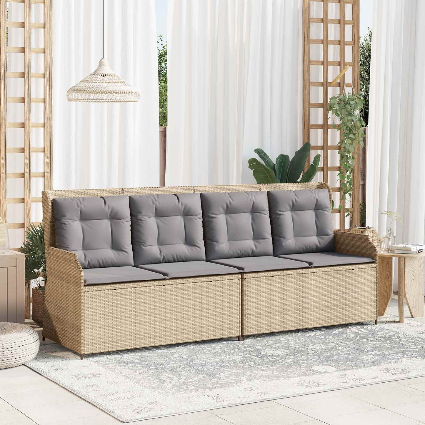 Gartenbank Beige Poly-Rattan