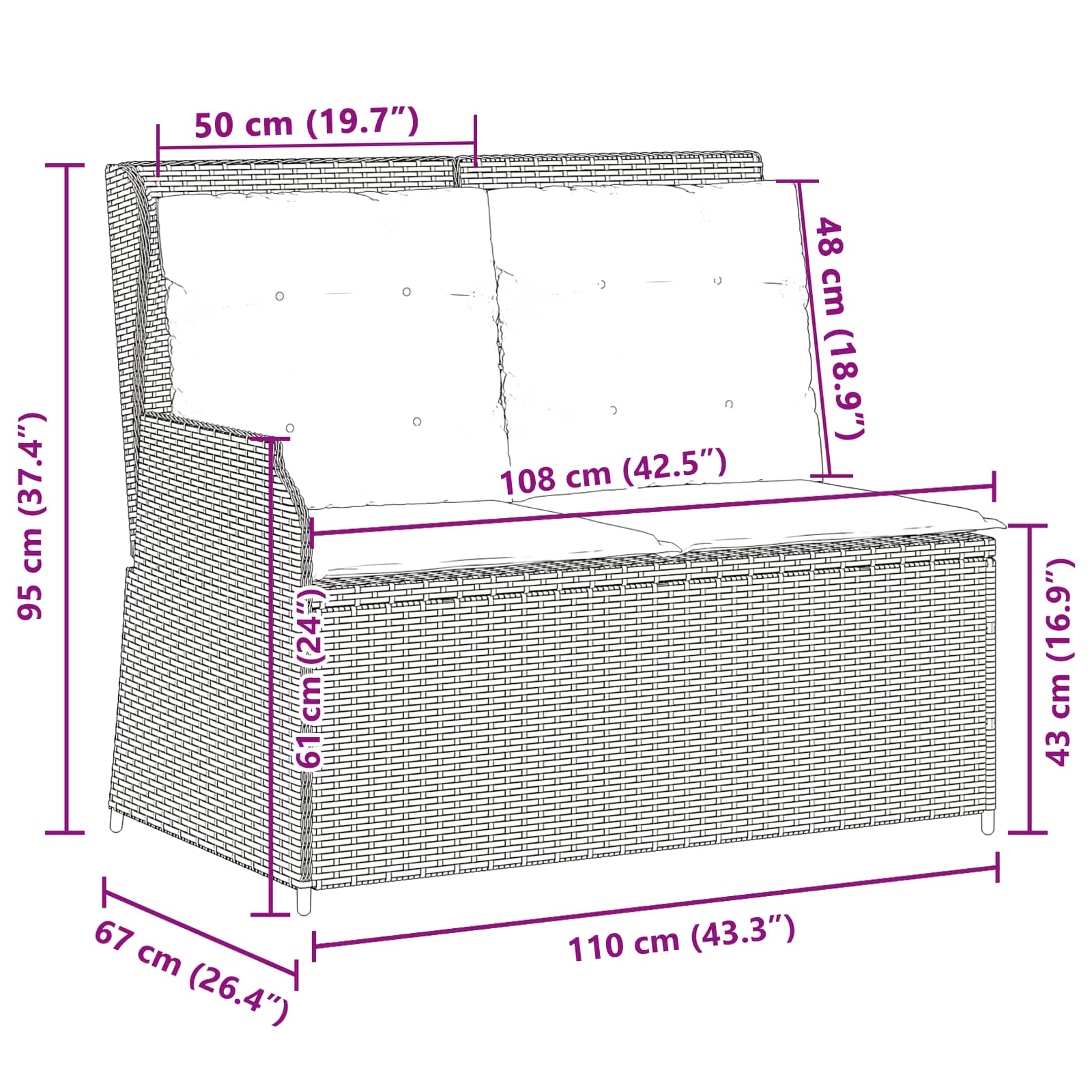 Gartenbank Beige Poly-Rattan