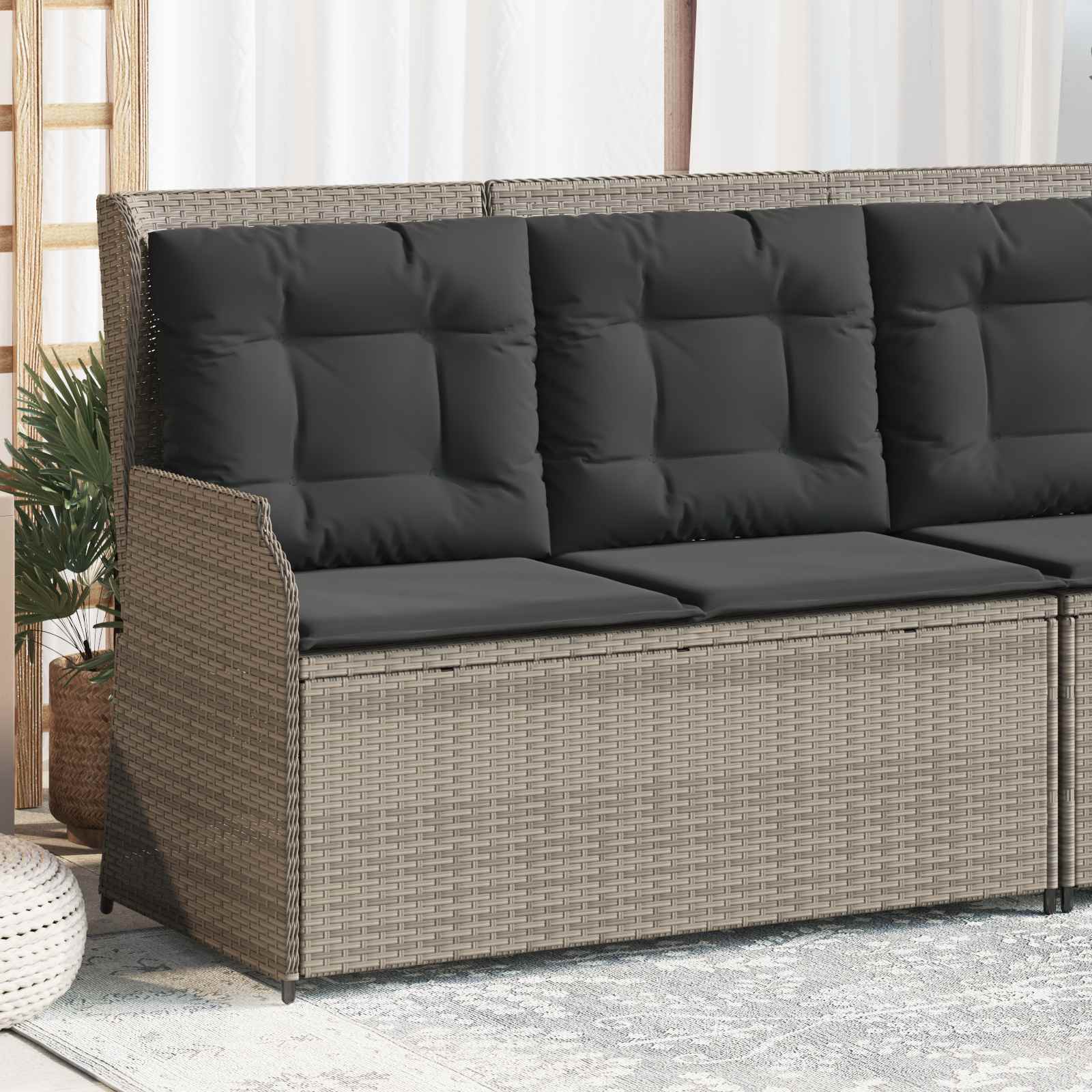 Gartenbank Hellgrau Poly-Rattan