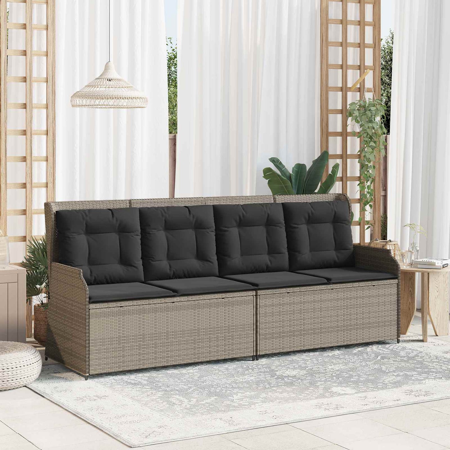 Gartenbank Hellgrau Poly-Rattan