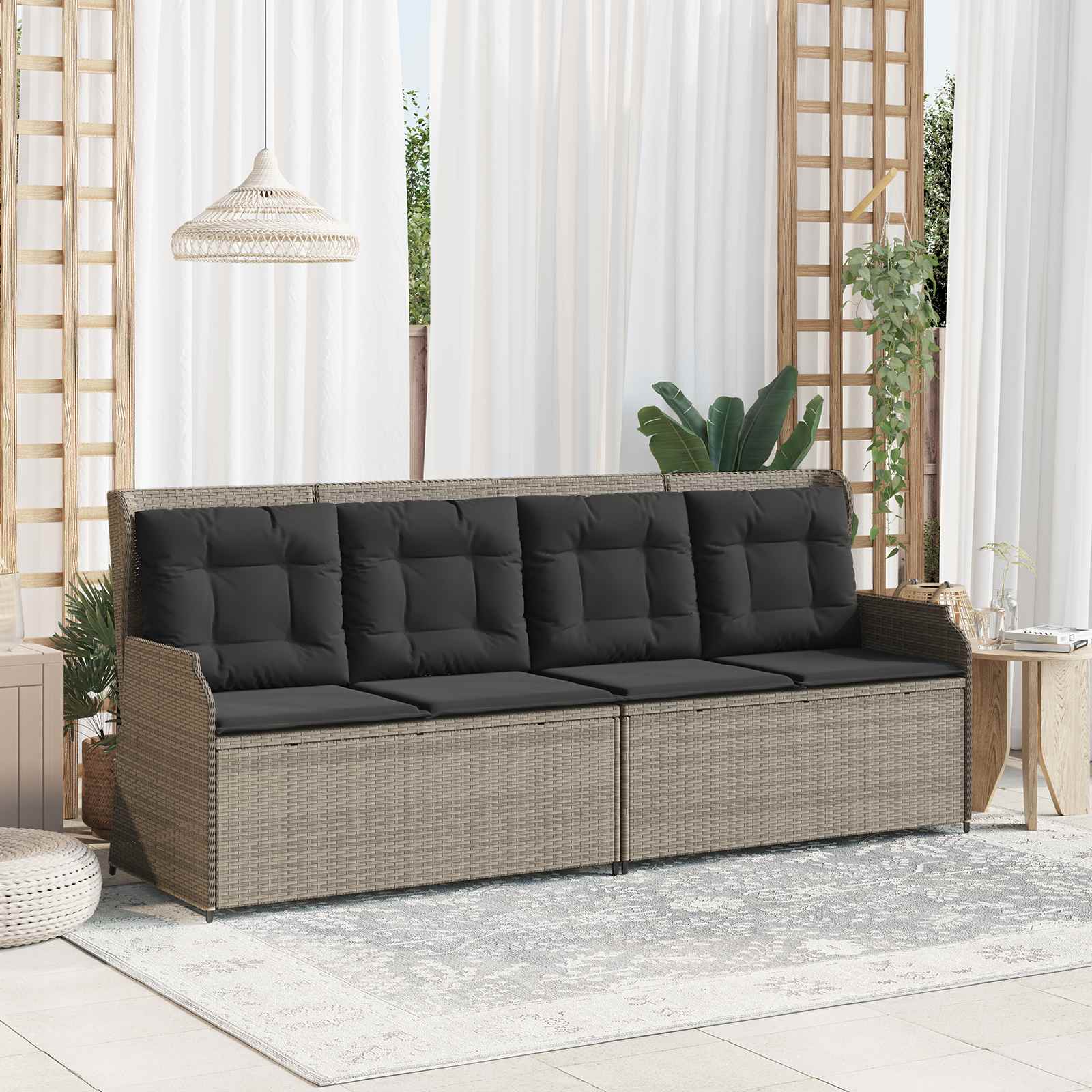 Gartenbank Hellgrau Poly-Rattan
