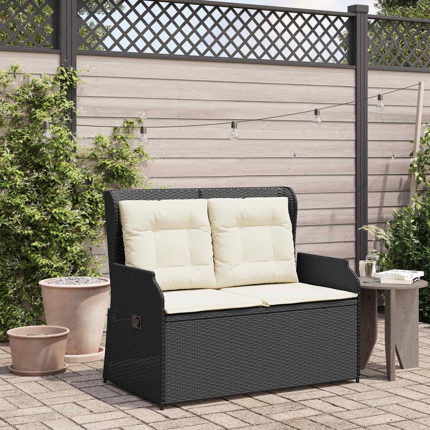 Gartenbank Schwarz Poly-Rattan