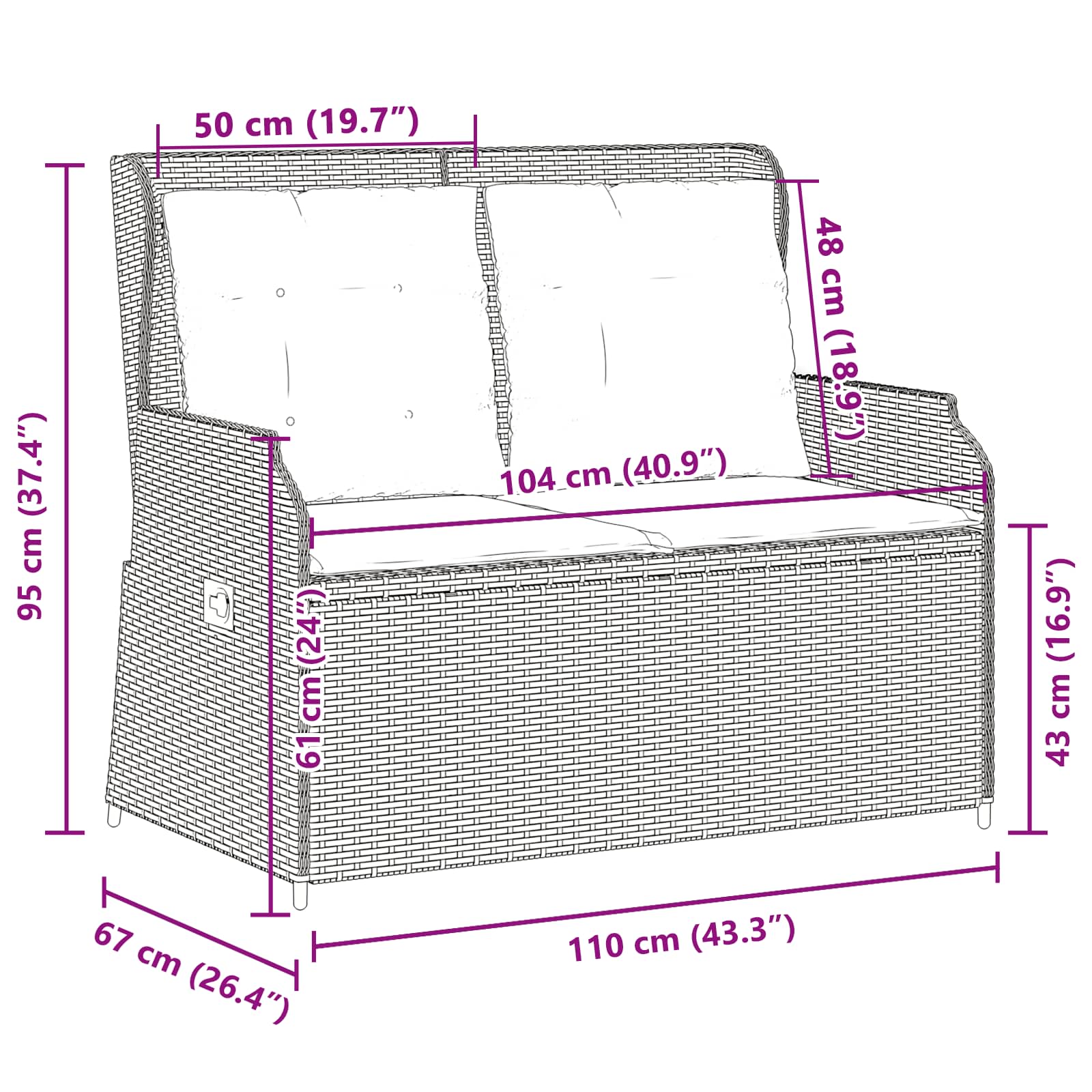 Gartenbank Braun Poly-Rattan