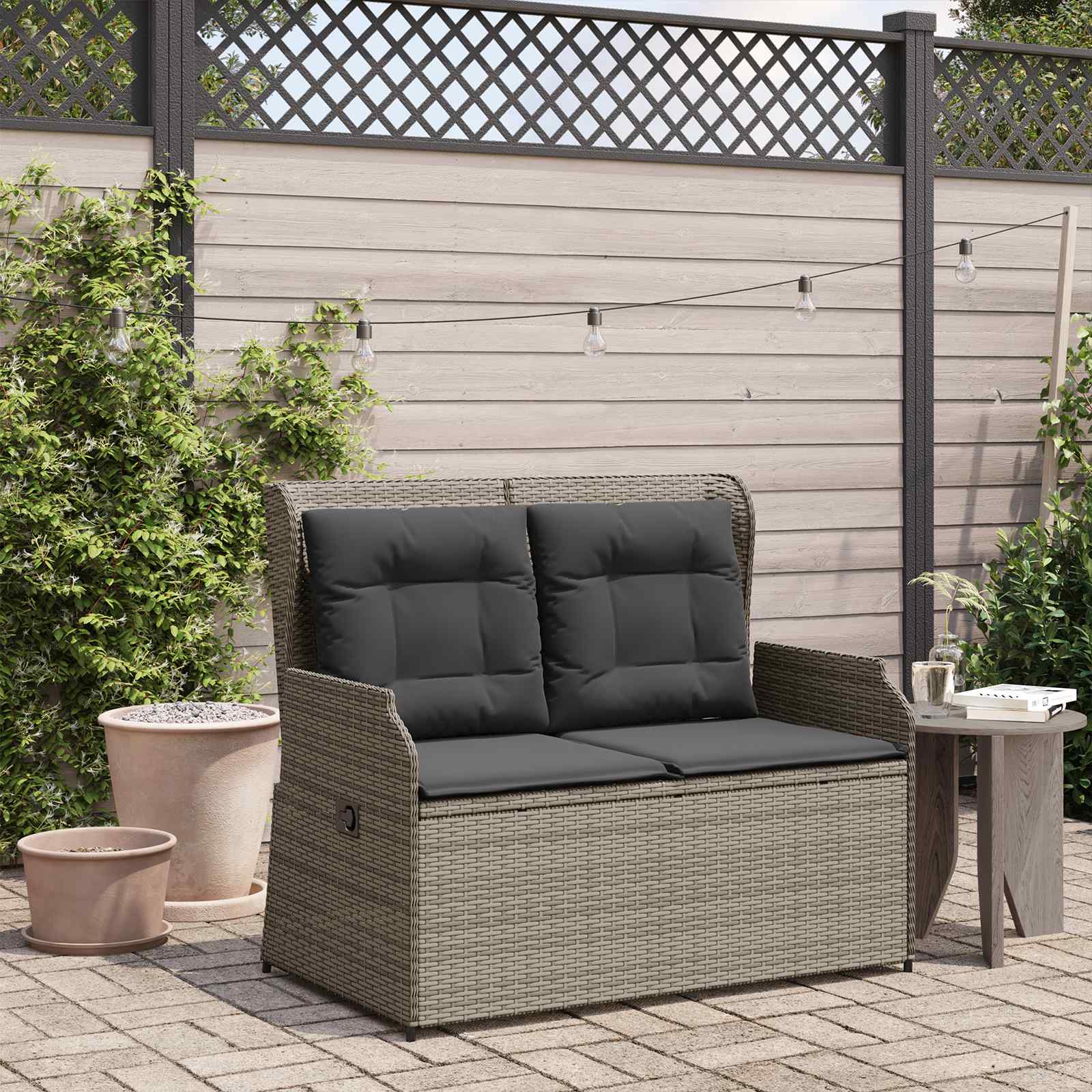 Gartenbank Grau Poly-Rattan