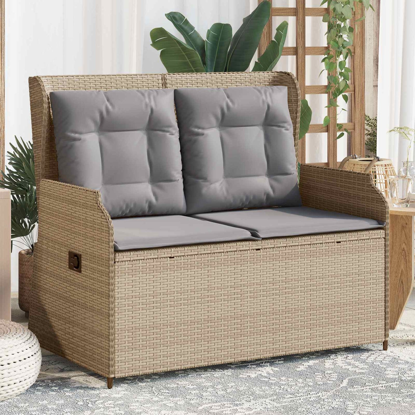 Gartenbank Beige Poly-Rattan
