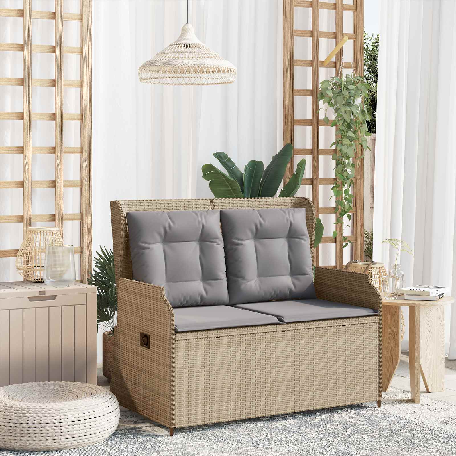 Gartenbank Beige Poly-Rattan