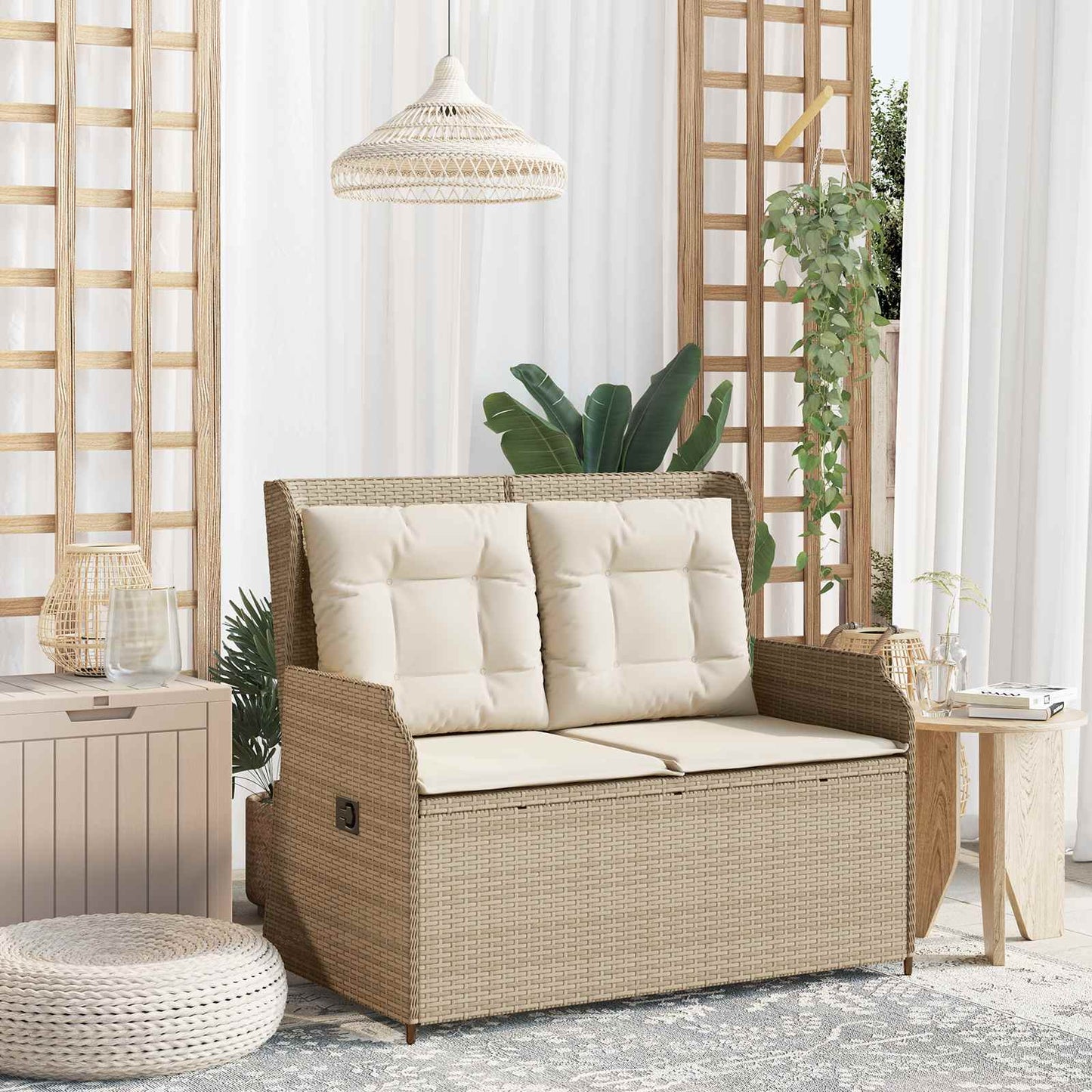 Gartenbank Beige Poly-Rattan