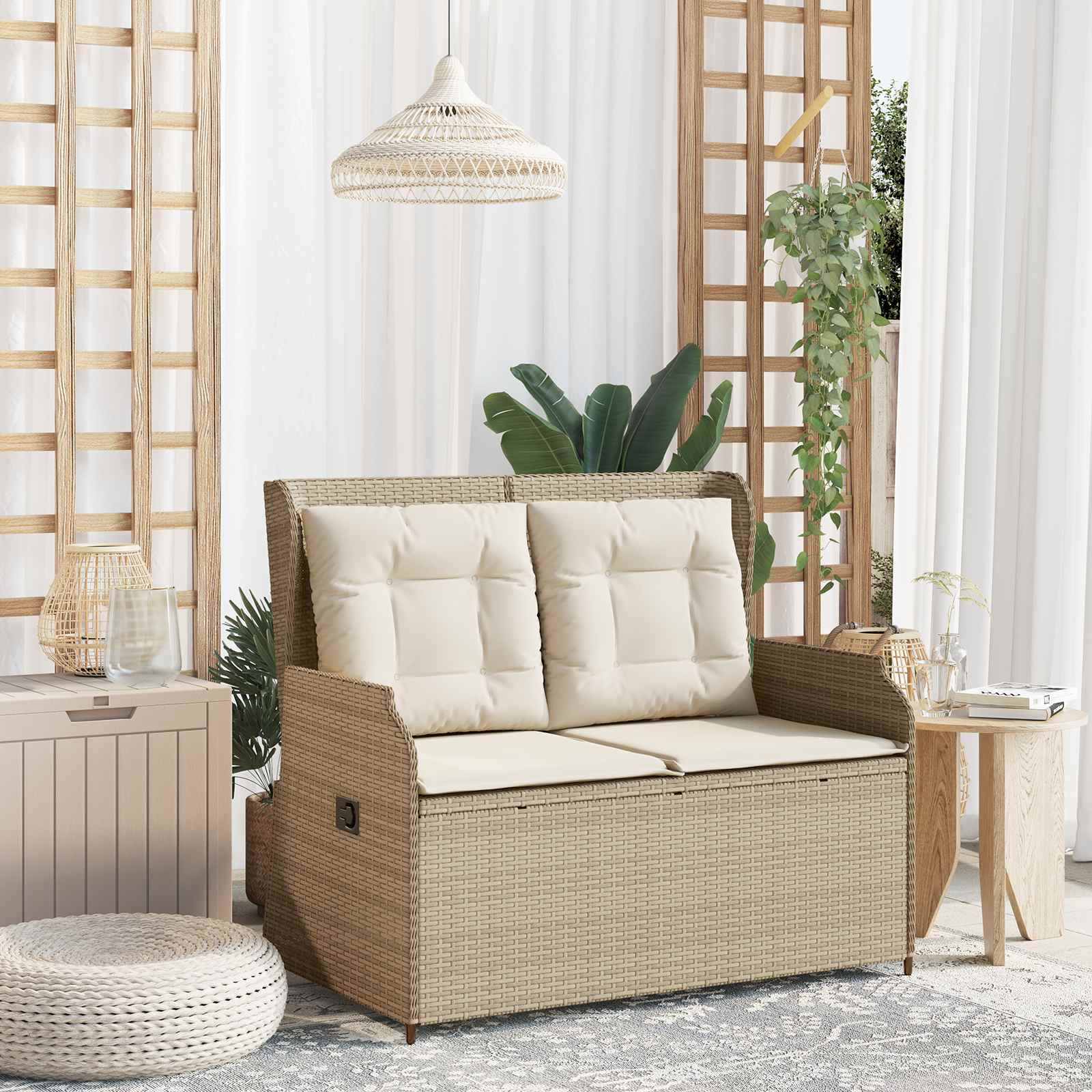 Gartenbank Beige Poly-Rattan