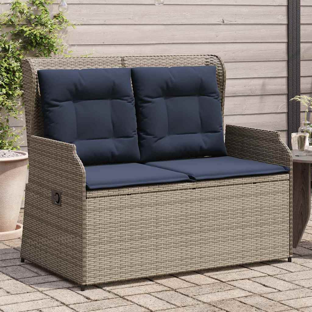 Gartenbank Grau Poly-Rattan