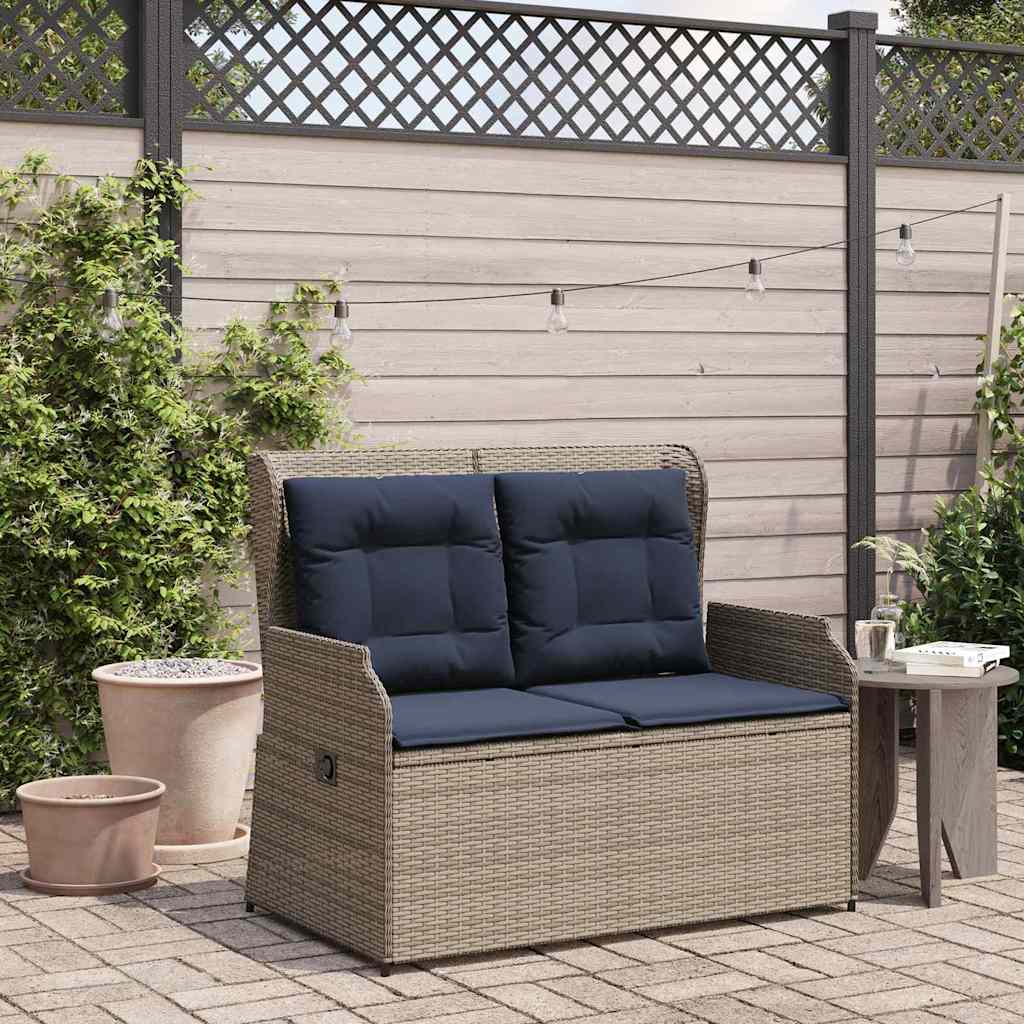 Gartenbank Grau Poly-Rattan