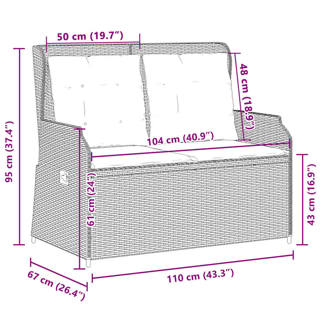 Gartenbank Grau Poly-Rattan