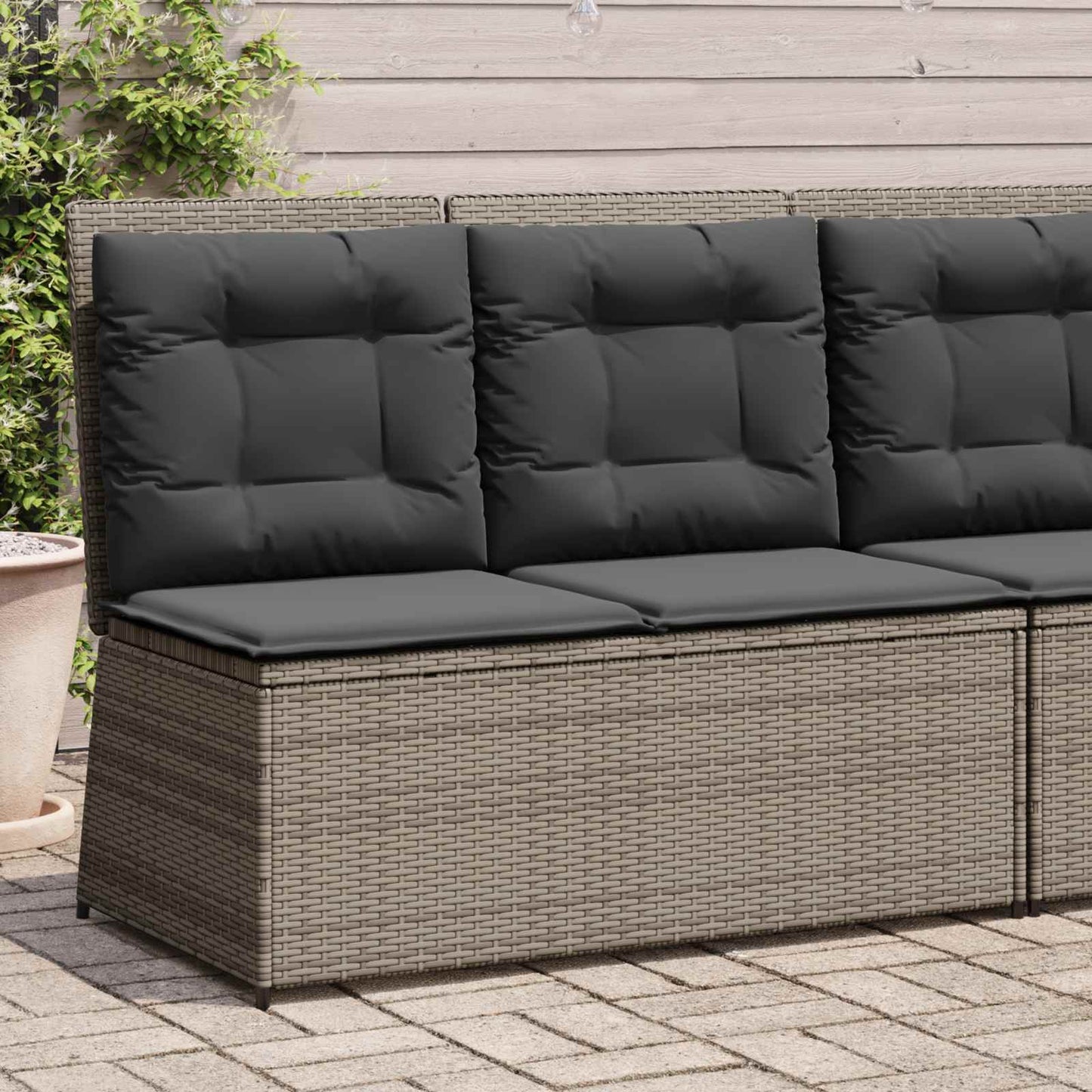 Gartenbank Grau Poly-Rattan