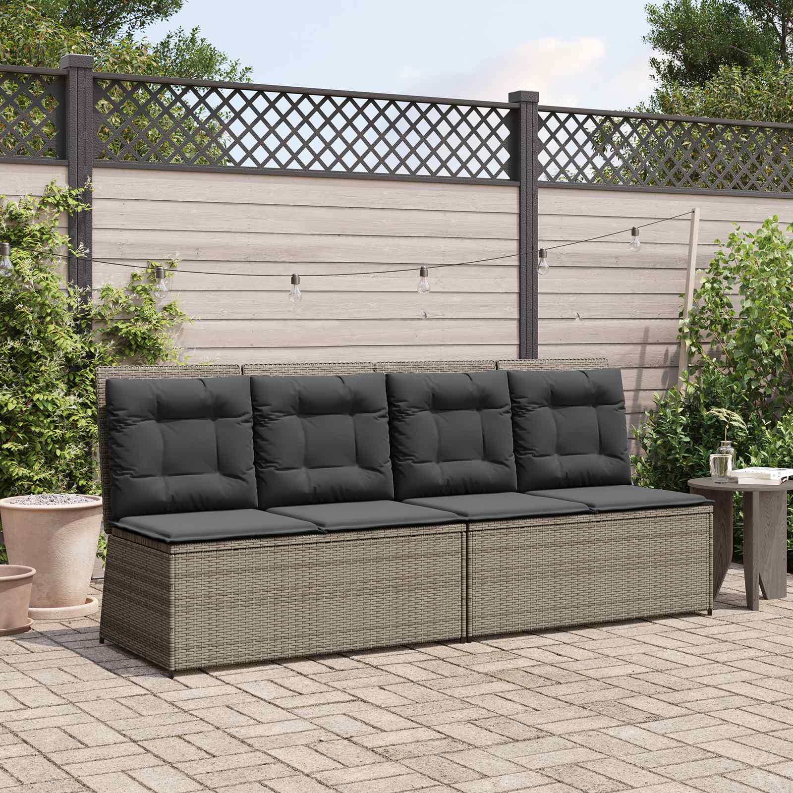 Gartenbank Grau Poly-Rattan