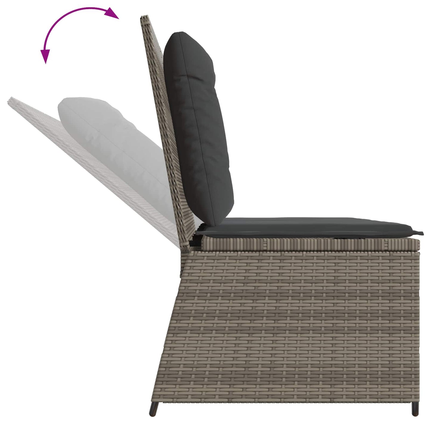 Gartenbank Grau Poly-Rattan