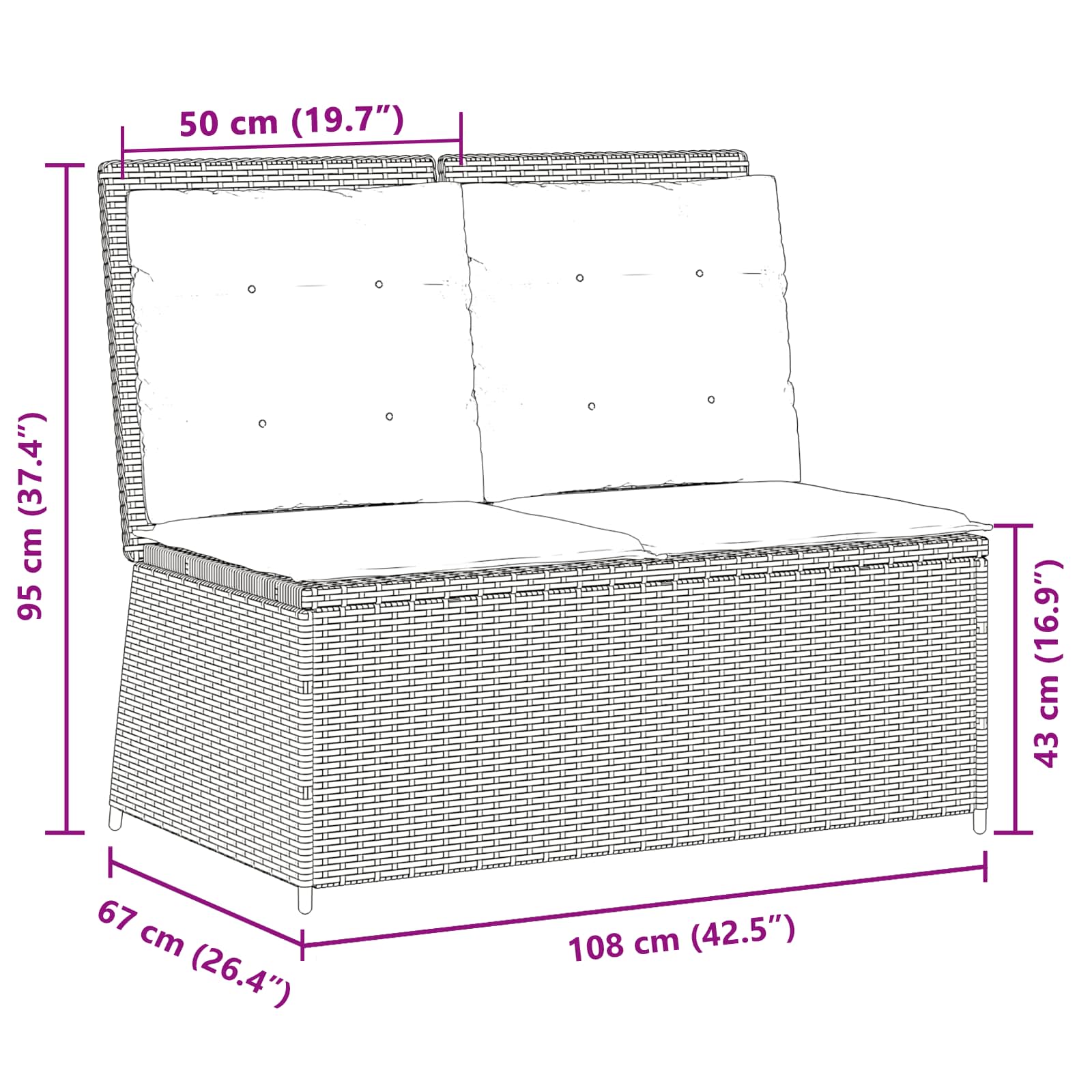 Gartenbank Grau Poly-Rattan