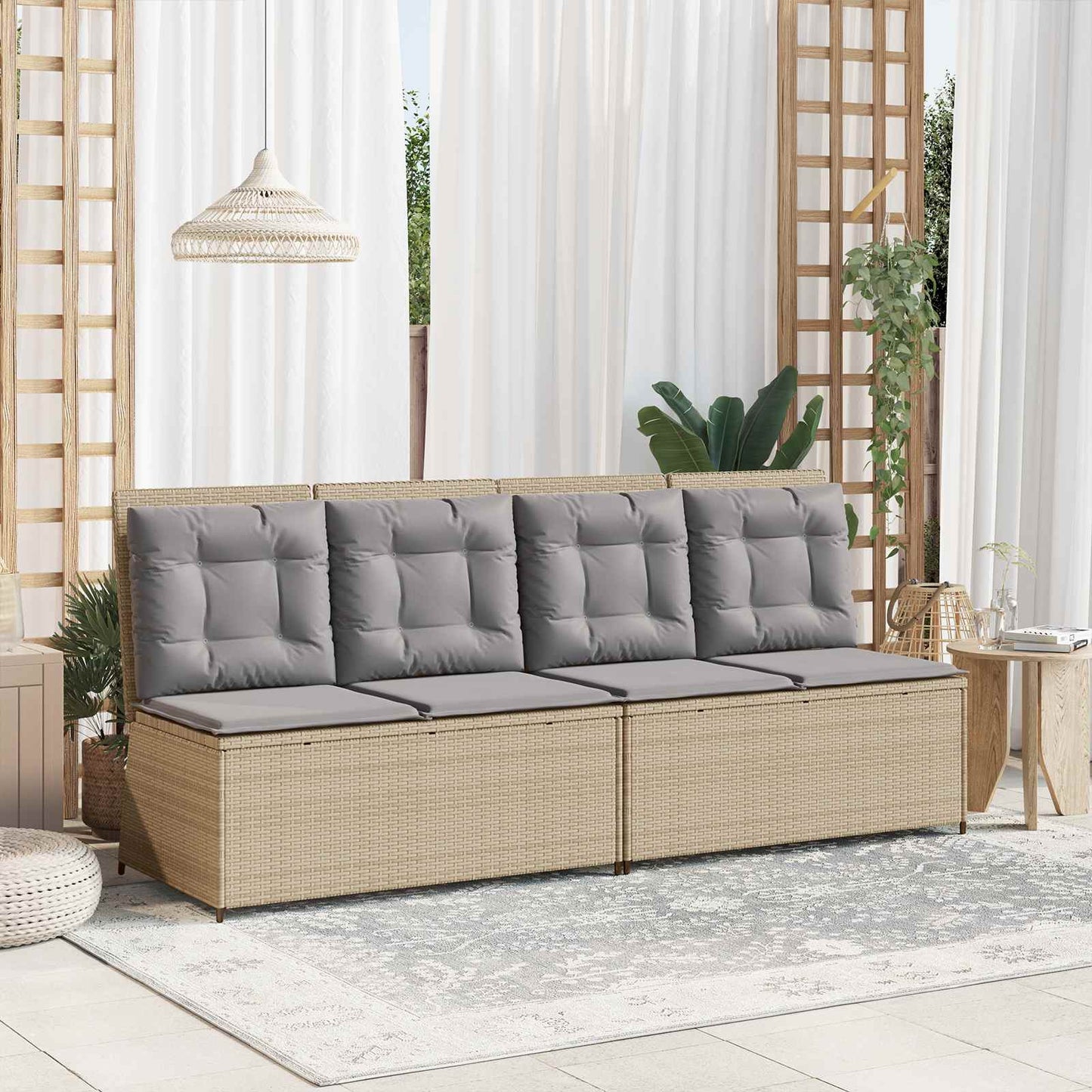 Gartenbank Beige Poly-Rattan
