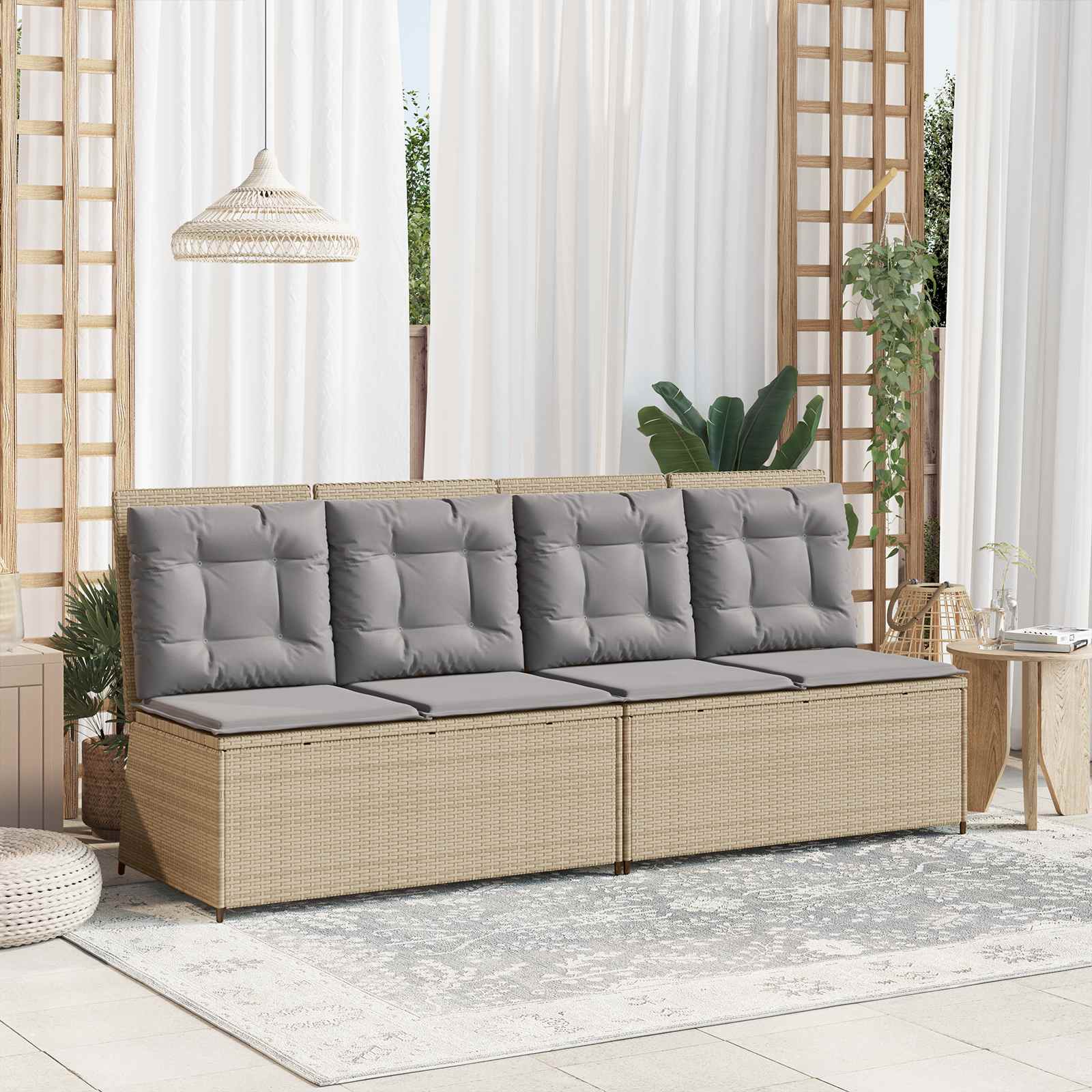 Gartenbank Beige Poly-Rattan