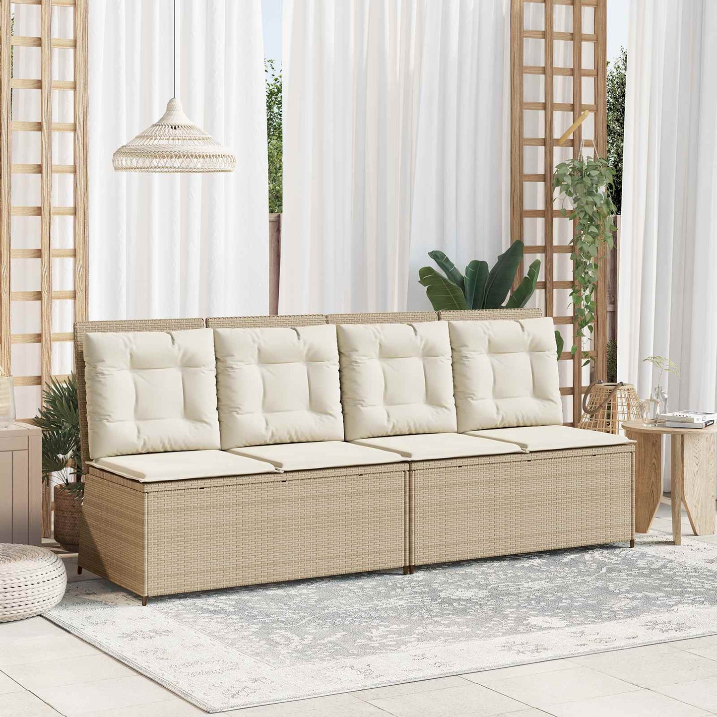 Gartenbank Beige Poly-Rattan
