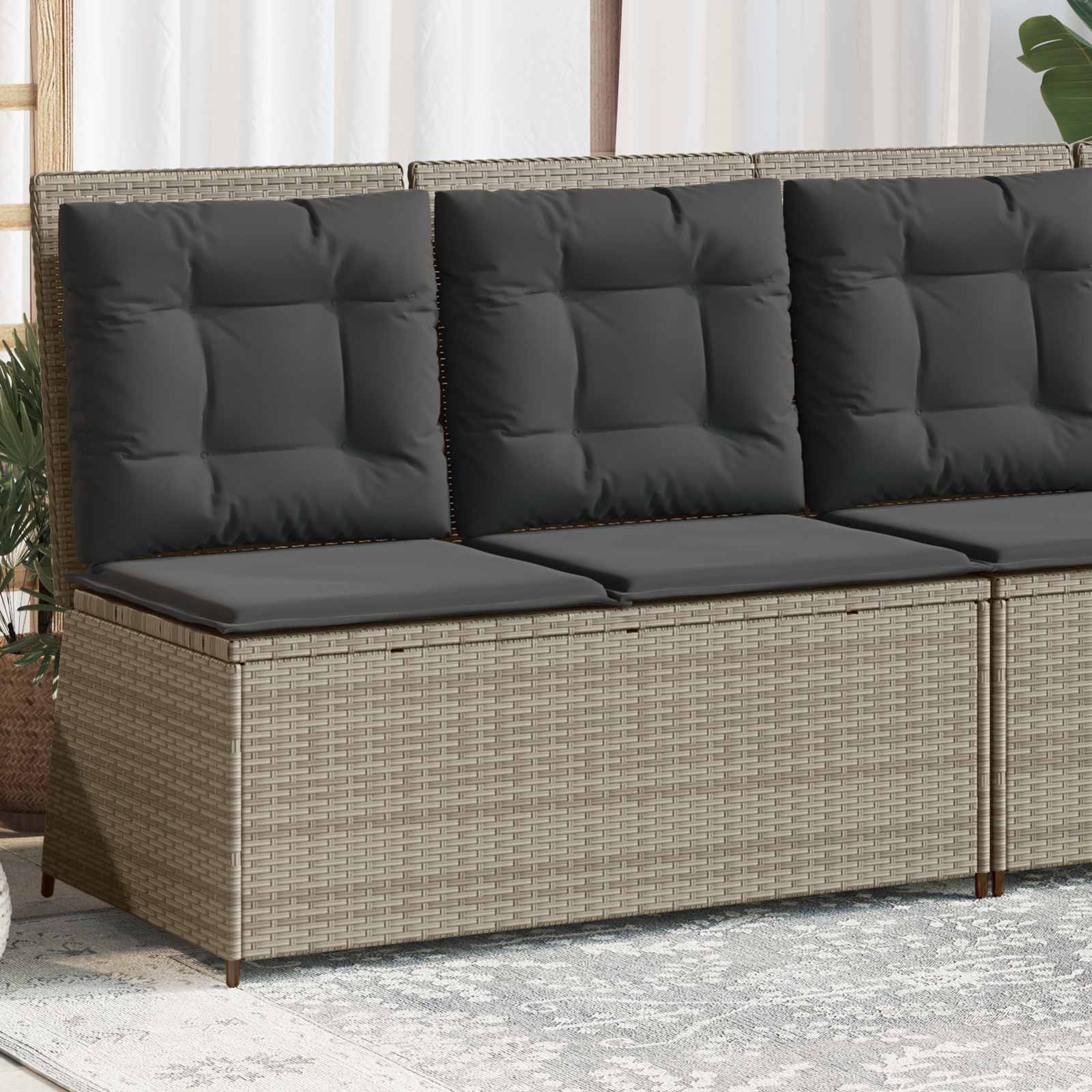 Gartenbank Hellgrau Poly-Rattan