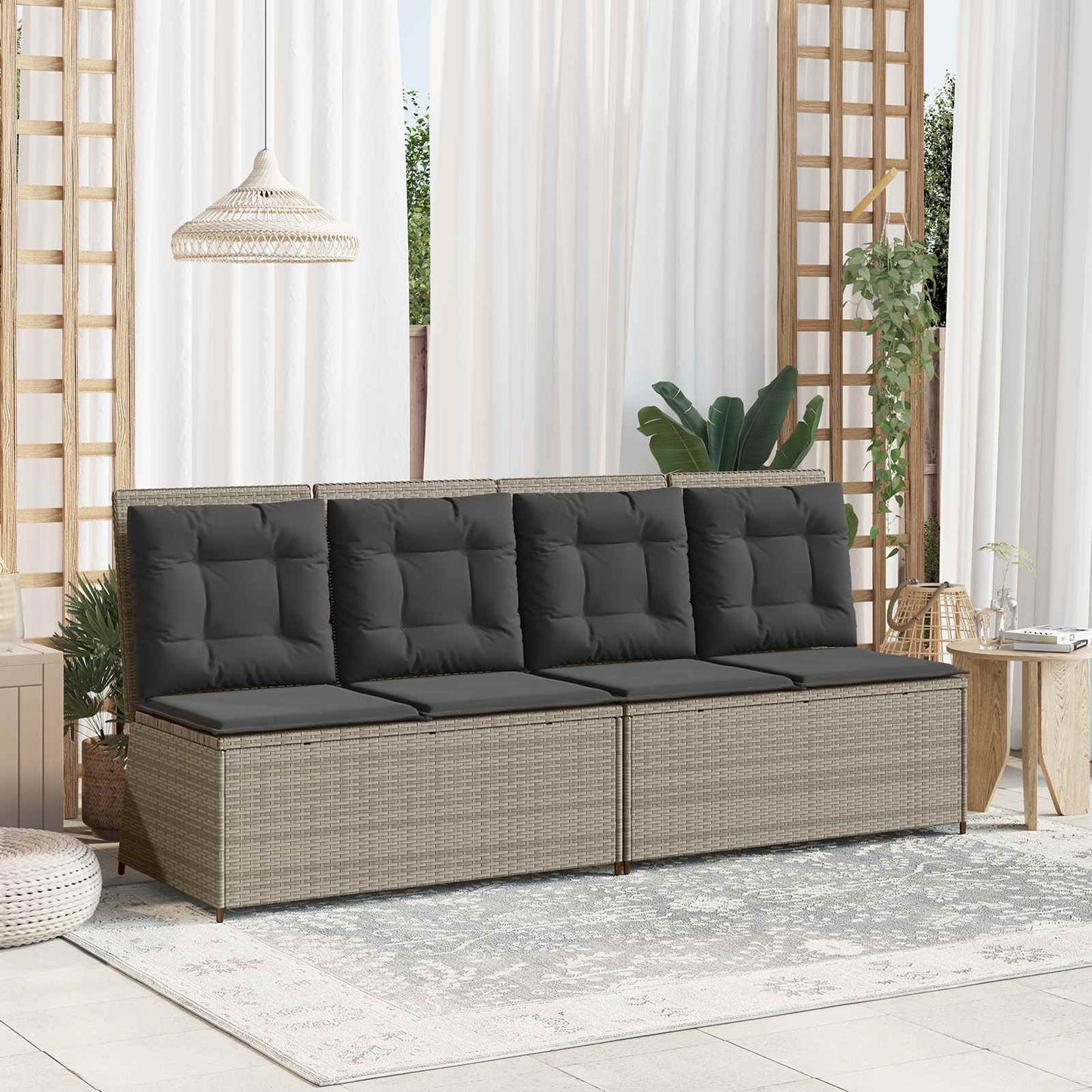 Gartenbank Hellgrau Poly-Rattan