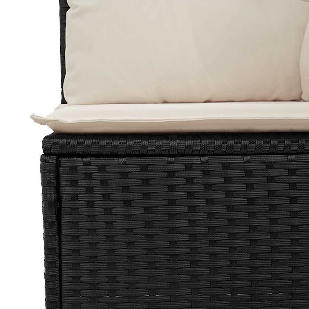 Gartensofa mit Kissen Schwarz Poly Rattan