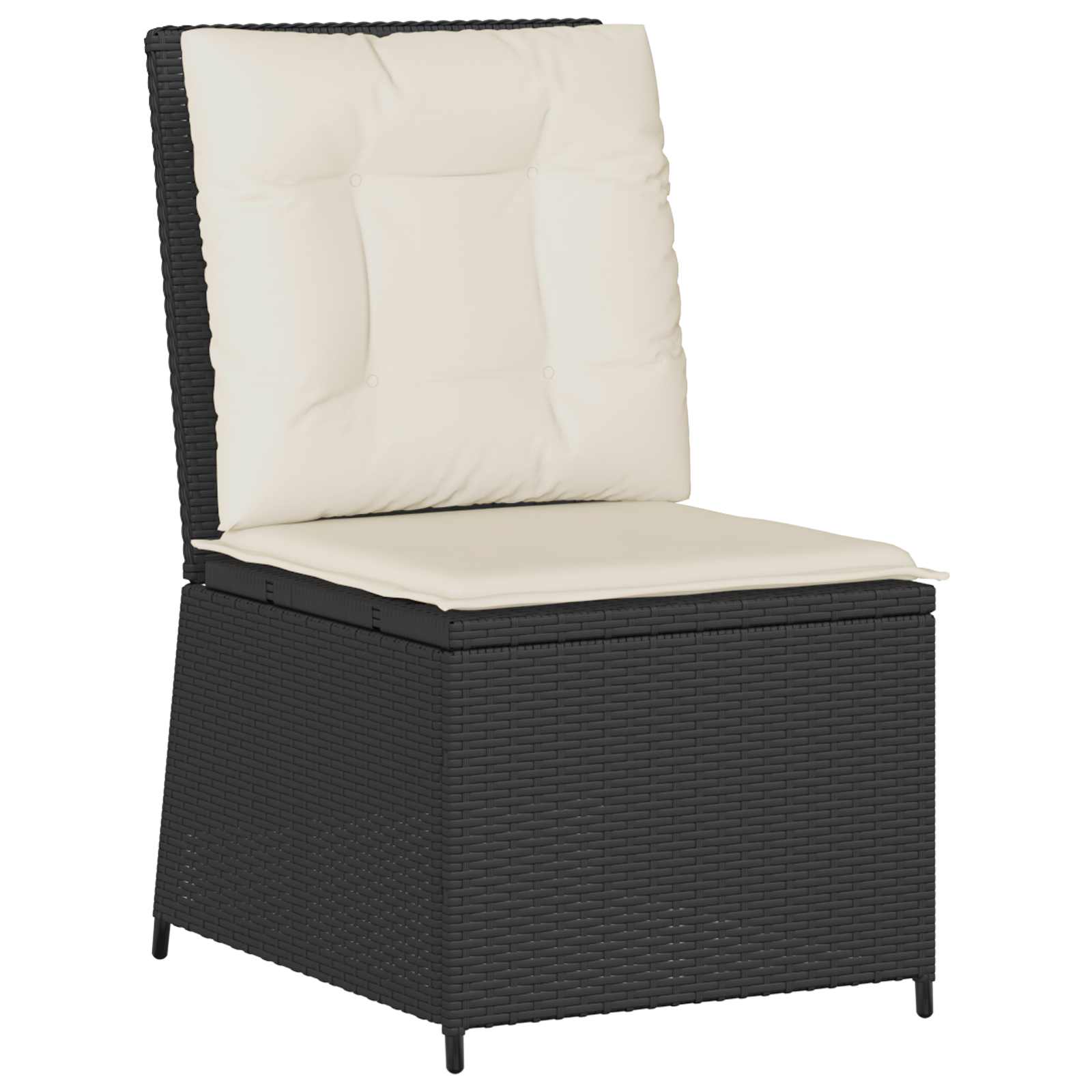 Garten-Sofa mit Kissen Schwarz und Cremeweiß Poly-Rattan