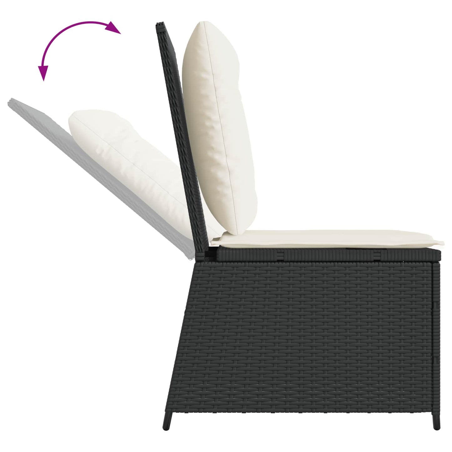 Garten-Sofa mit Kissen Schwarz und Cremeweiß Poly-Rattan