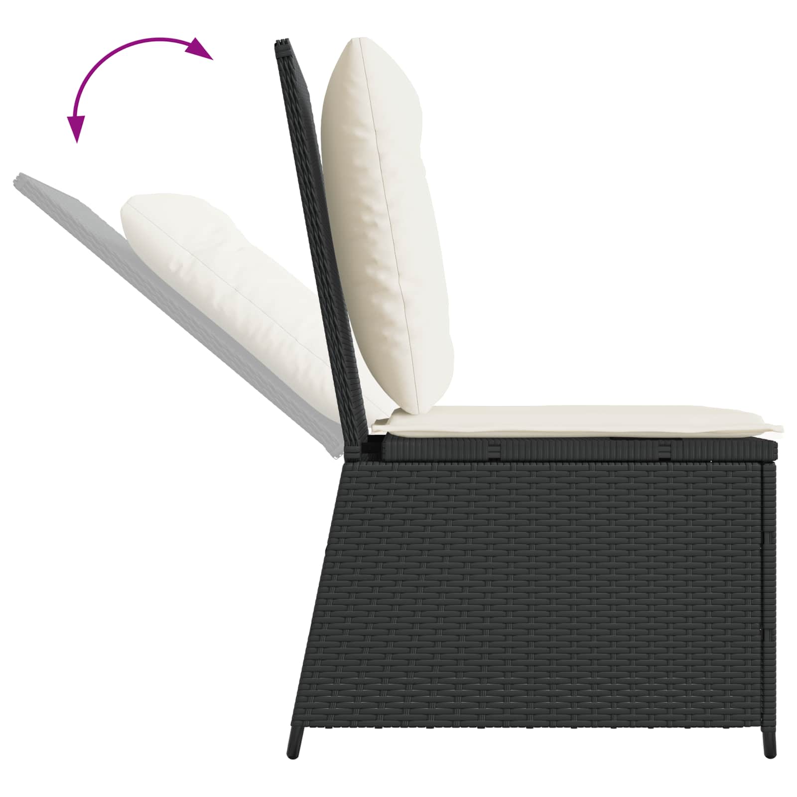 Garten-Sofa mit Kissen Schwarz und Cremeweiß Poly-Rattan