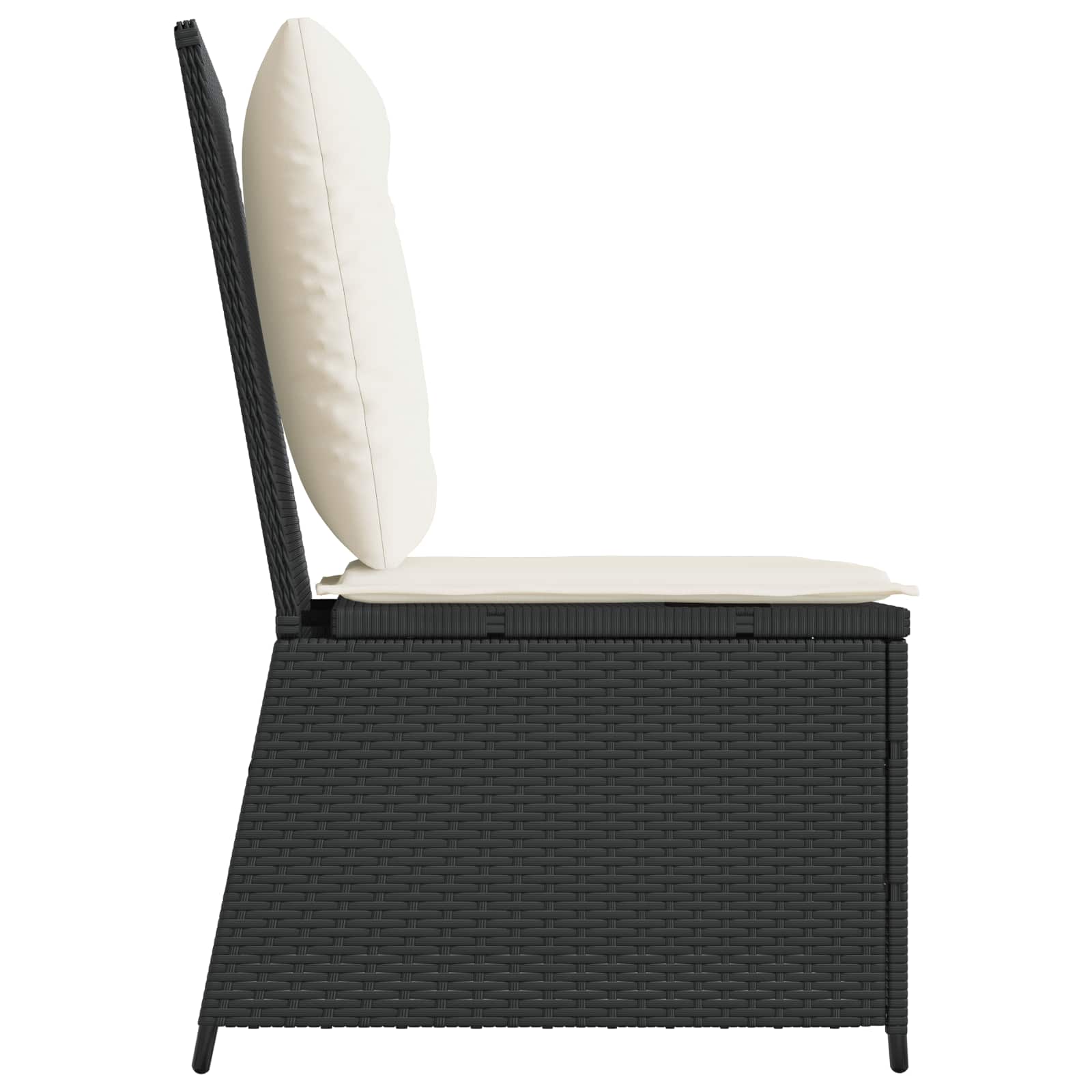Garten-Sofa mit Kissen Schwarz und Cremeweiß Poly-Rattan