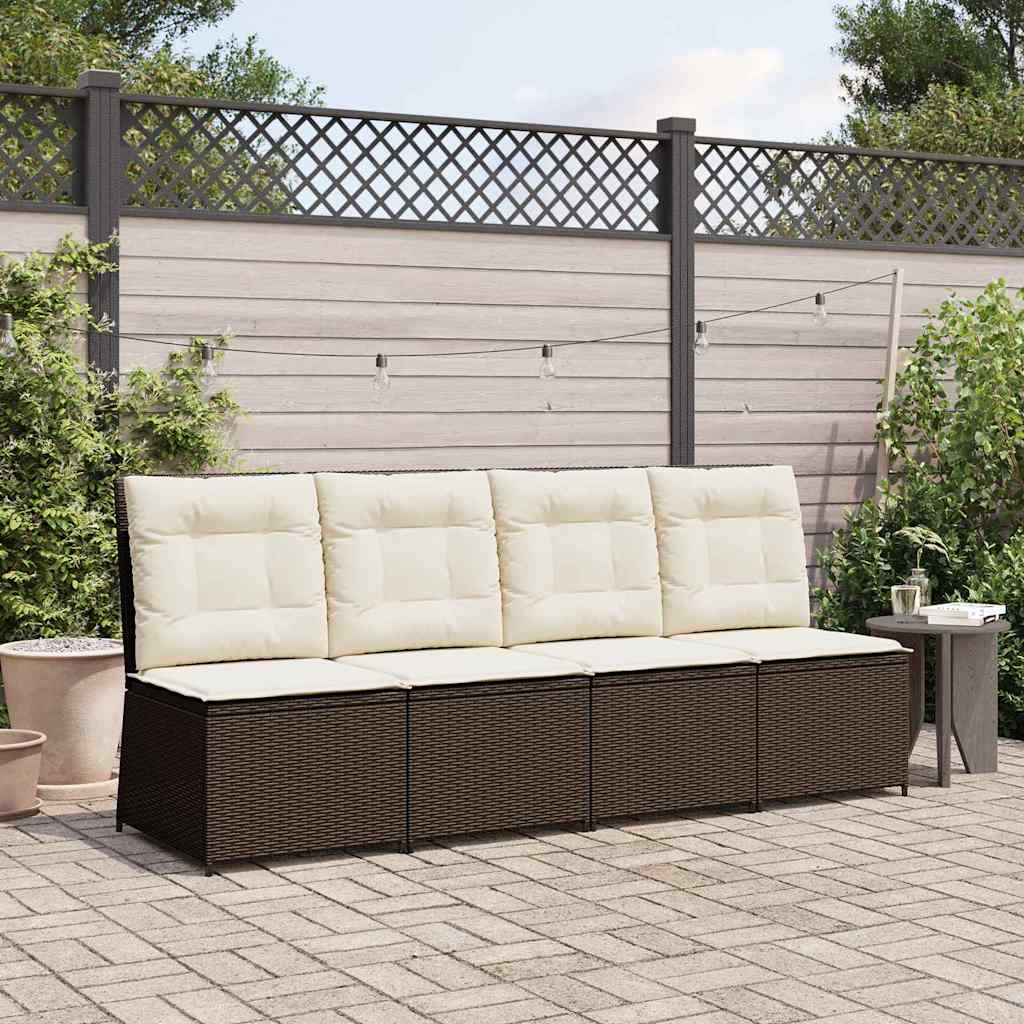 Gartensofa mit Kissen Braun Poly Rattan