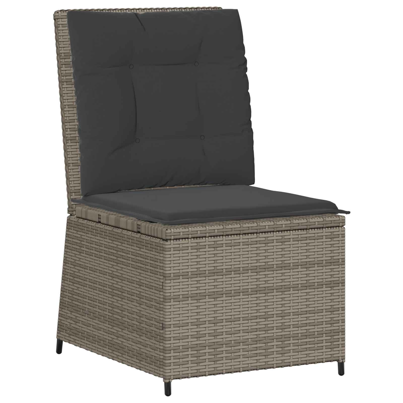 Garten-Sofa mit Kissen Grau Poly-Rattan