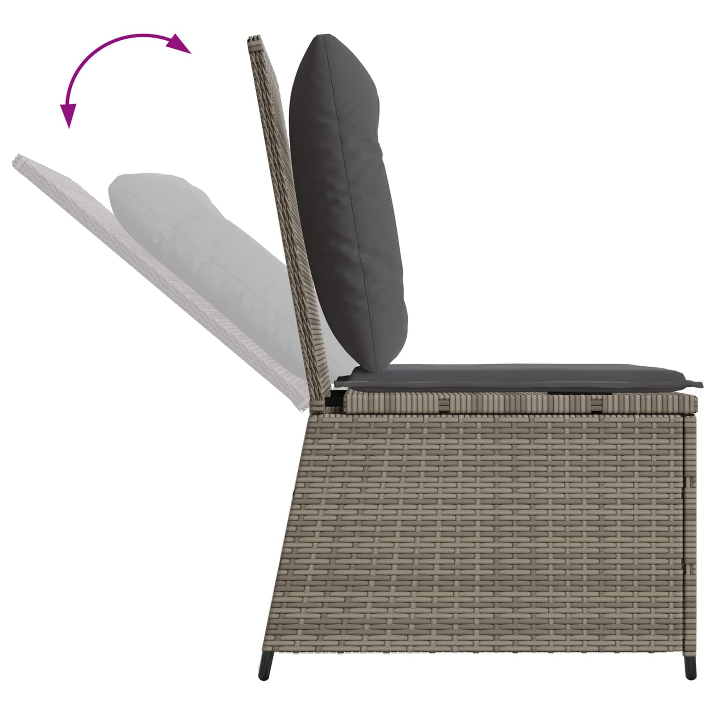 Garten-Sofa mit Kissen Grau Poly-Rattan