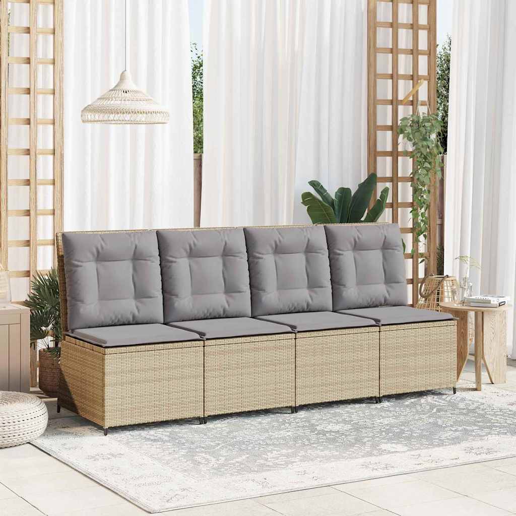 Gartensofa mit Kissen Beige Poly Rattan