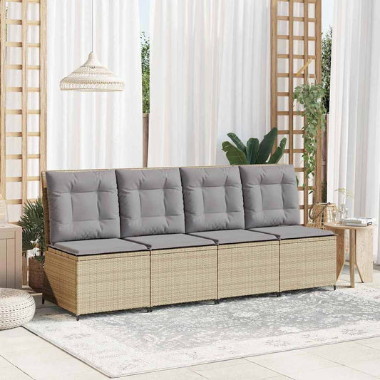 Gartensofa mit Kissen Beige Poly Rattan