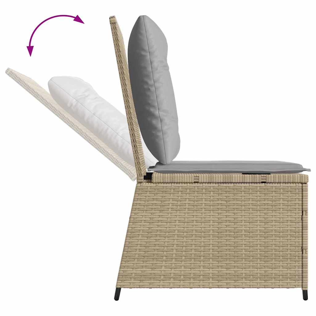 Gartensofa mit Kissen Beige Poly Rattan