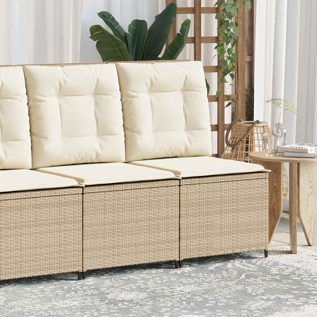 Gartensofa mit Kissen Beige Poly Rattan