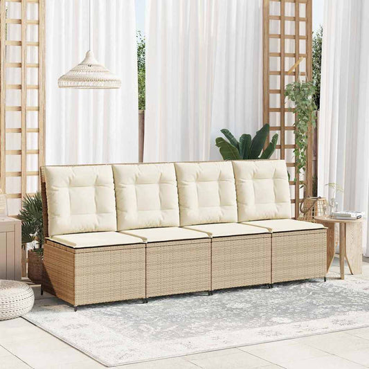 Gartensofa mit Kissen Beige Poly Rattan