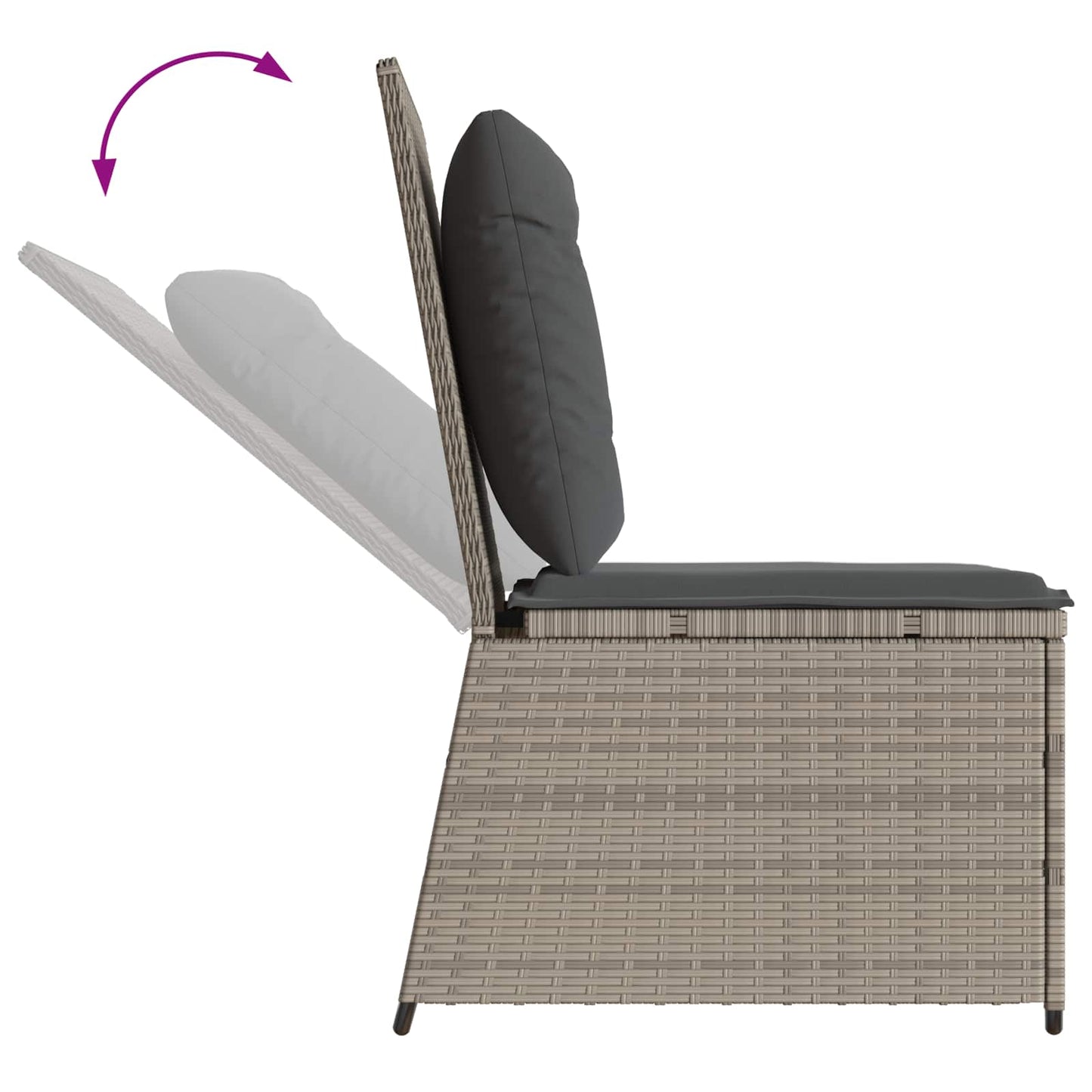 Garten-Sofa mit Kissen Hellgrau Poly-Rattan