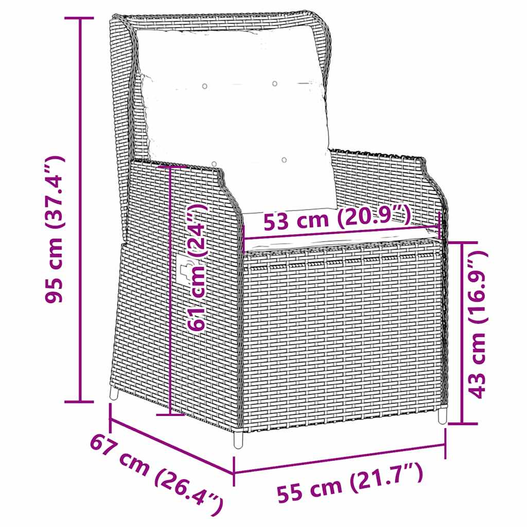 Gartenbank 2 pcs Schwarz Poly-Rattan