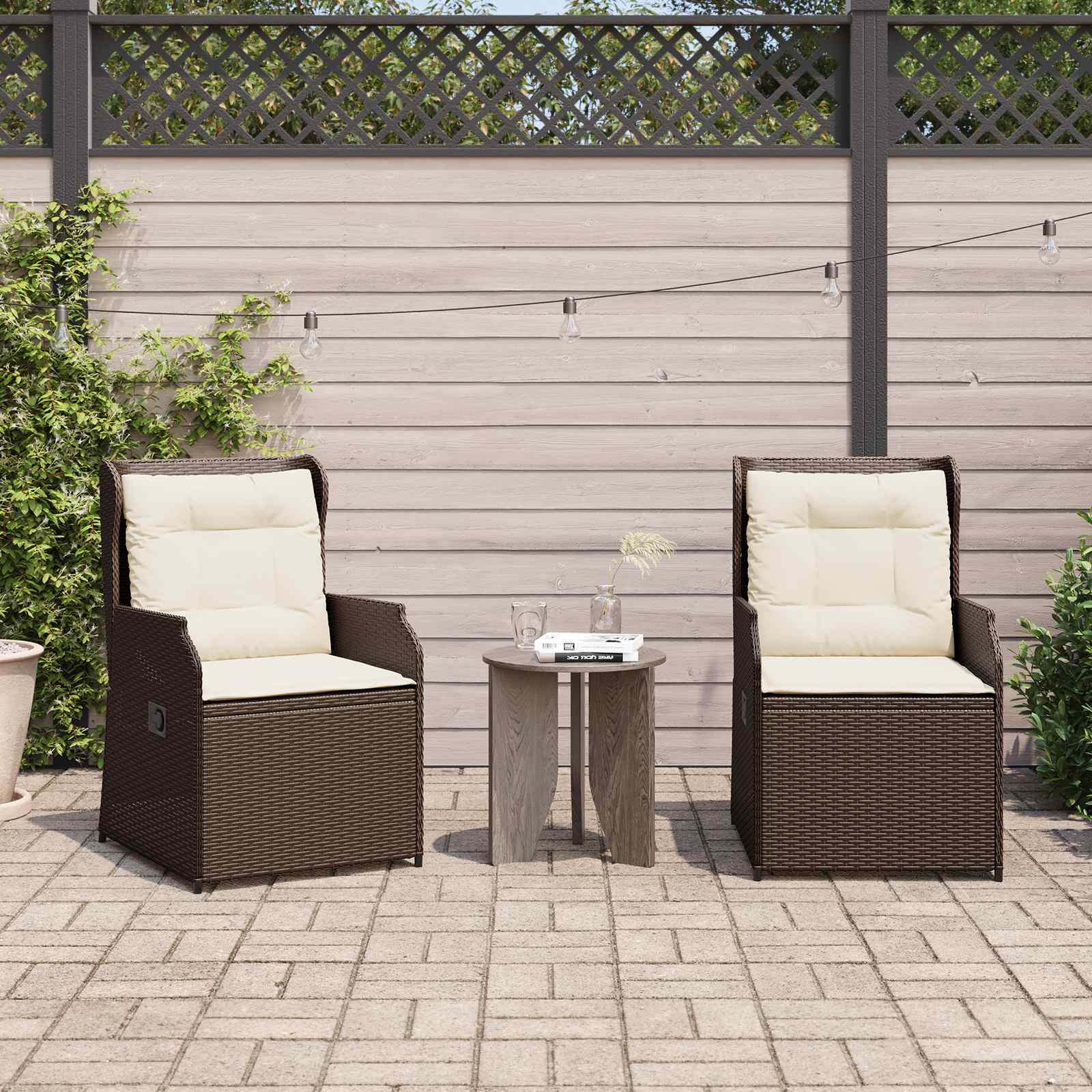 Gartenbank 2 pcs Braun Poly-Rattan