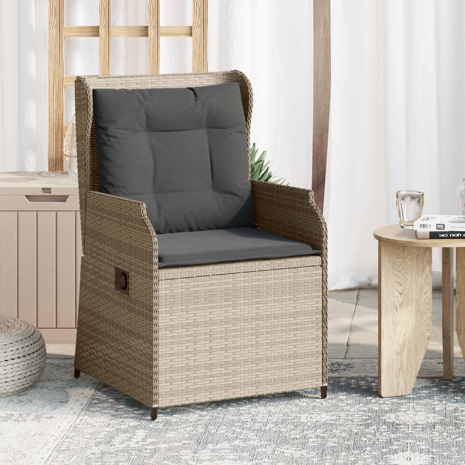 Gartenbank 2 pcs Hellgrau Poly-Rattan