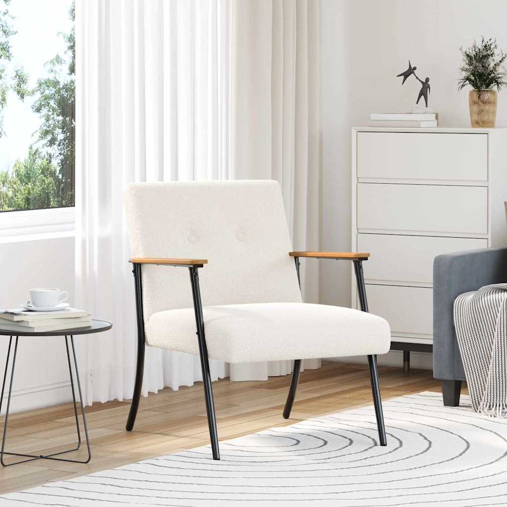 Sessel Creme Lockiger wollähnlicher Stoff