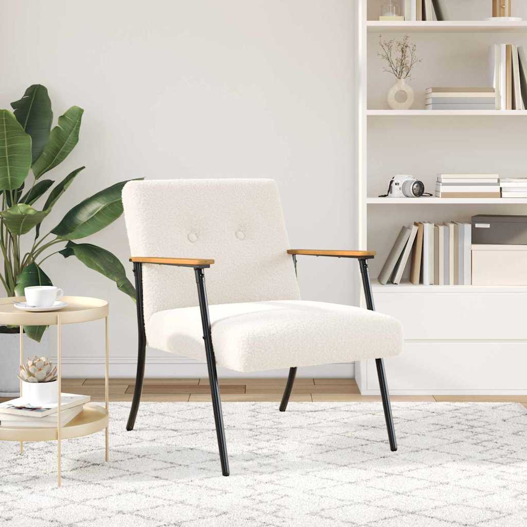 Sessel Creme Lockiger wollähnlicher Stoff