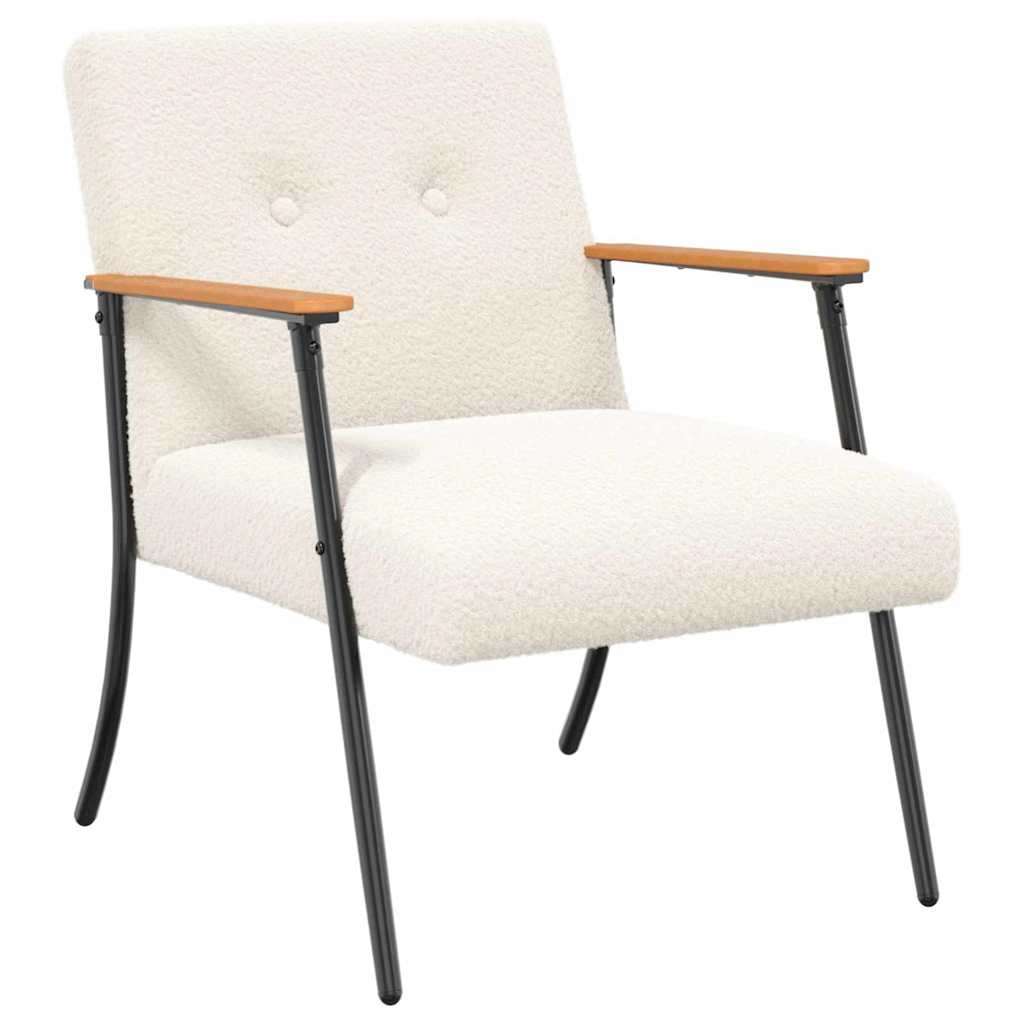 Sessel Creme Lockiger wollähnlicher Stoff