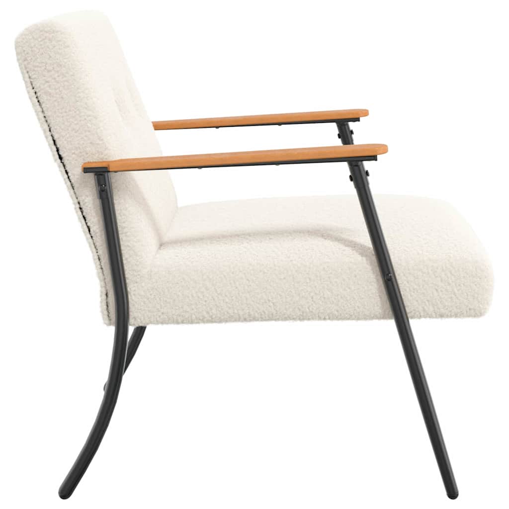 Sessel Creme Lockiger wollähnlicher Stoff