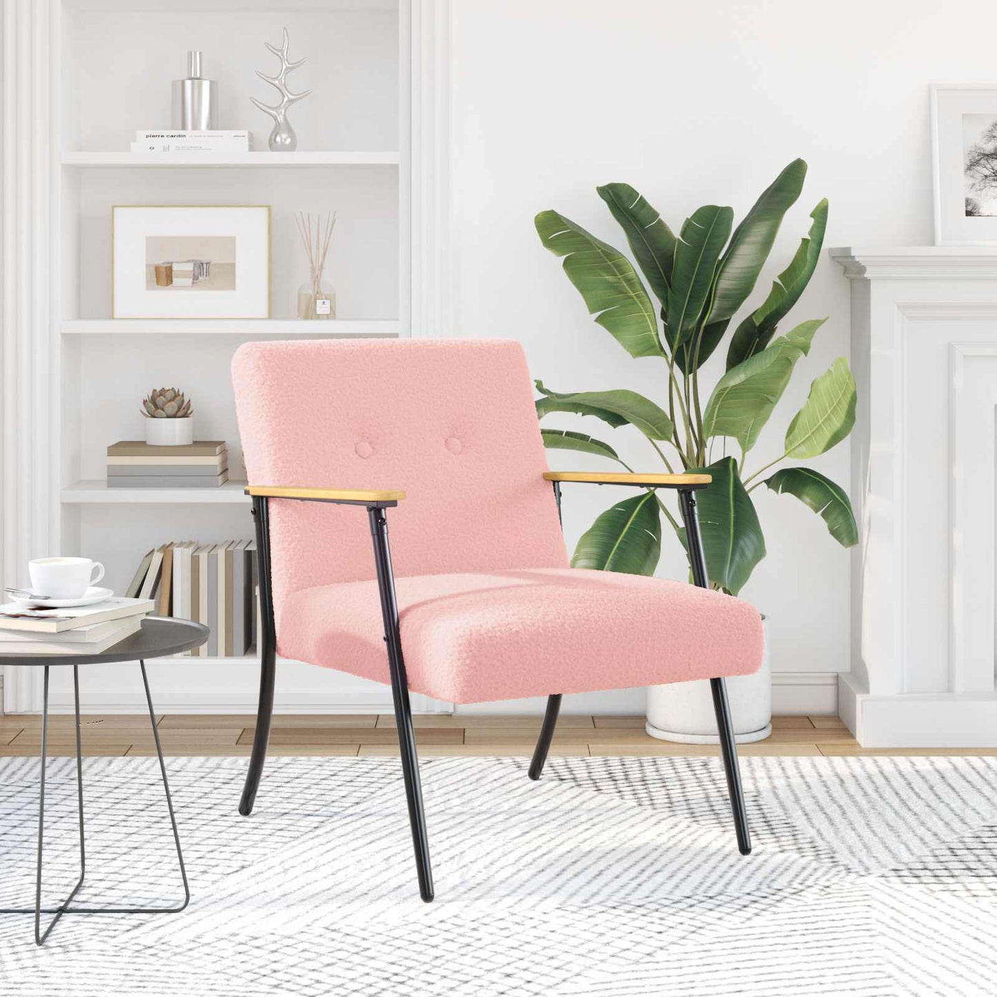 Sessel Rosa Lockiger wollähnlicher Stoff