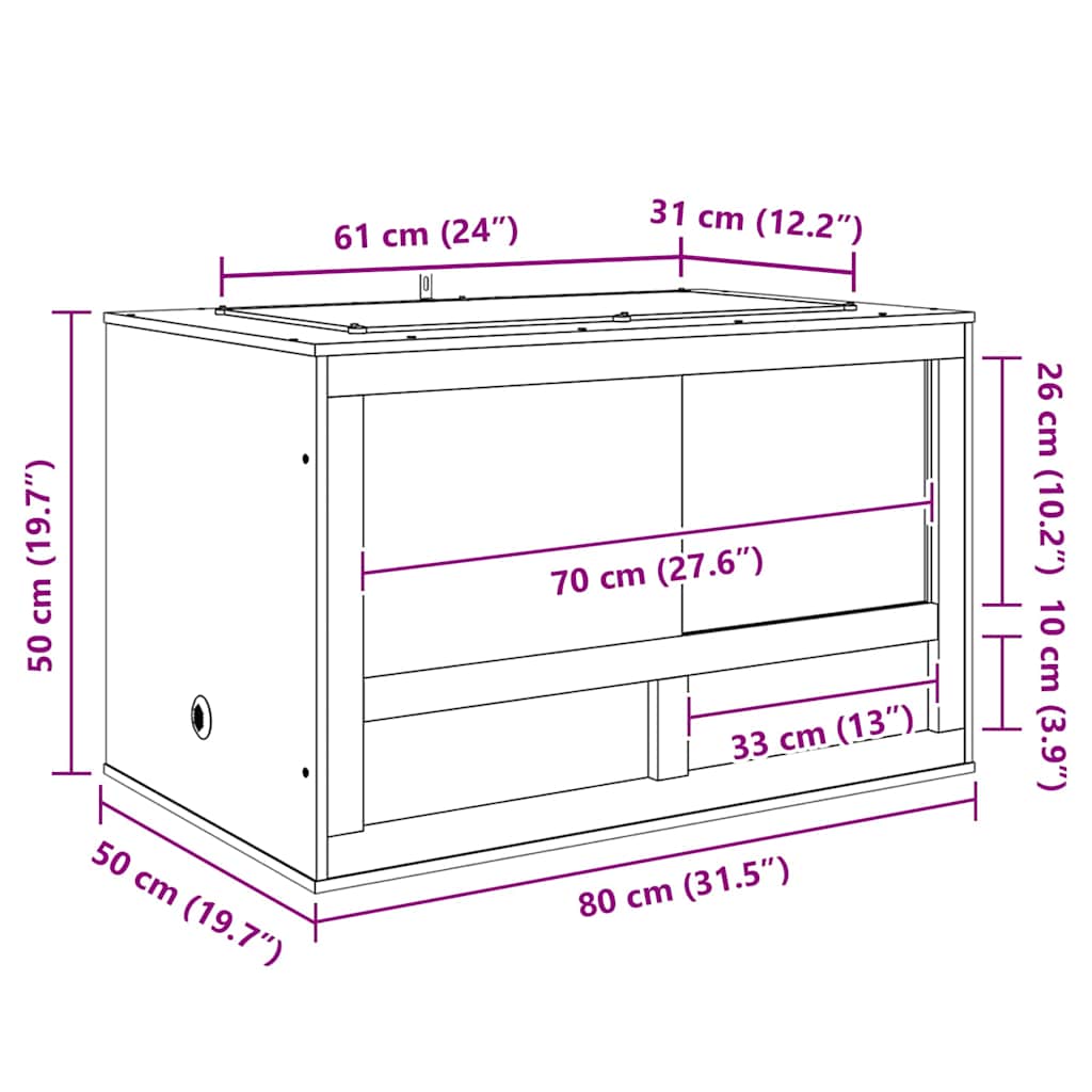 Terrarium Braun 80 x 50 x 50 cm OSB
