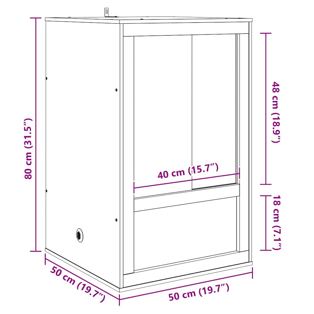 Terrarium Braun 50 x 50 x 80 cm OSB