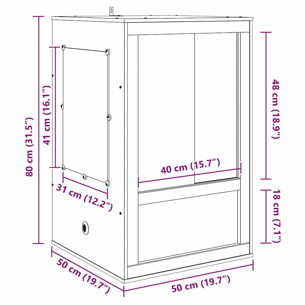 Terrarium Braun 50 x 50 x 80 cm OSB